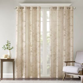 Palm Leaf Burnout Window Sheer(1 Sheer Curtain) (Color: as Pic)